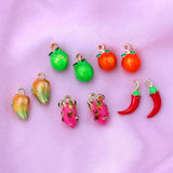 5pcs Fruit Jewelry Charms Multicolor Enamel DIY Earrings Pendants