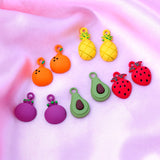 5pcs Fruit Jewelry Charms Multicolor Enamel DIY Earrings Pendants