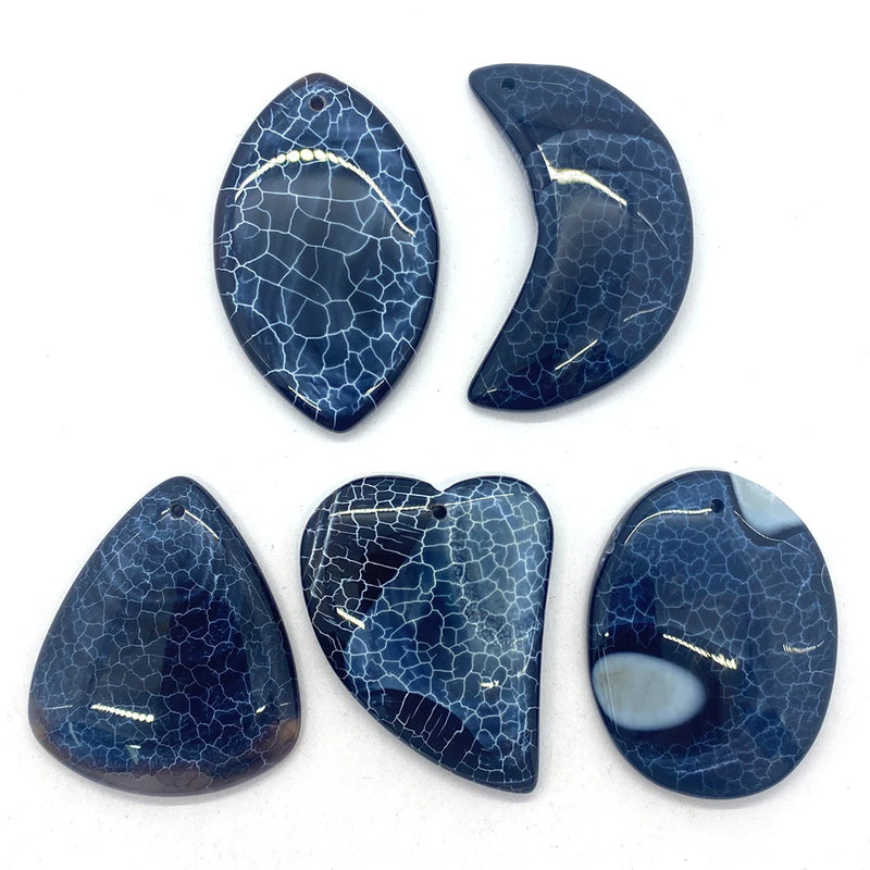 5pcs Natural Stone Agate Charms Moon Necklace Pendant DIY Jewelry Making