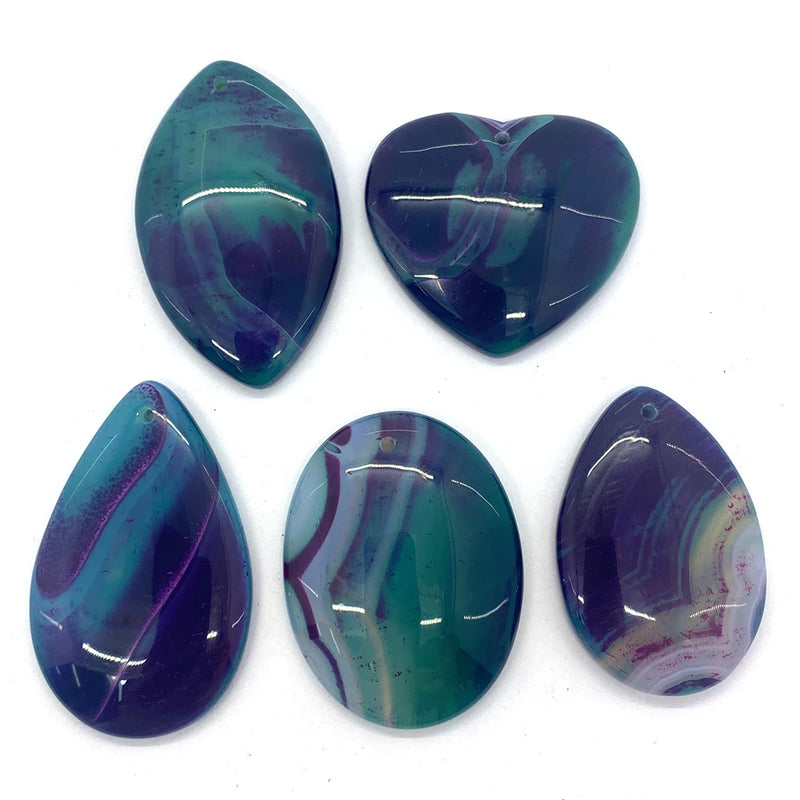 5pcs Natural Stone Agate Charms Pendant Reiki Healing Meditation Jewelry Set