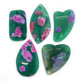 5pcs Green Agate Pendant Reiki Healing Amulet DIY Jewelry Making