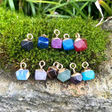 5pcs Natural Stone Pendant 6x6mm Polygon Shape Quartz Pendant for Charms Jewelry