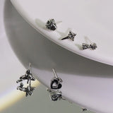 Retro Dark Angel Arrow Heart Small Stud Earrings Set Gothic Hip Hop Piercing