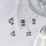 Retro Dark Angel Arrow Heart Small Stud Earrings Set Gothic Hip Hop Piercing