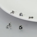 Retro Dark Angel Arrow Heart Small Stud Earrings Set Gothic Hip Hop Piercing