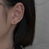 Retro Dark Angel Arrow Heart Small Stud Earrings Set Gothic Hip Hop Piercing