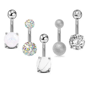 5pcs Stainless Steel Belly Button Rings Sexy Women Body Piercing Jewelry