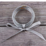 5pcs Glitter Jelly Bangles Bracelet Christmas Bowknot Lightweight Silicone