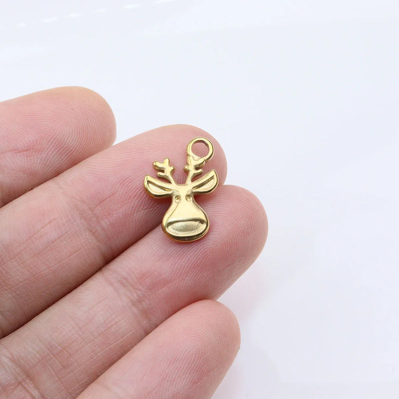 5pcs Stainless Steel High Deer Charms Pendant DIY Necklace Earrings Bracelets