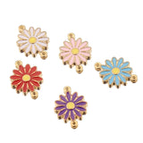 5pcs Stainless Steel Sunflower Enamel Daisy Flower Charms for DIY Jewelry Making