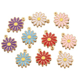 5pcs Stainless Steel Sunflower Enamel Daisy Flower Charms for DIY Jewelry Making