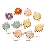 5pcs Stainless Steel Sunflower Enamel Daisy Flower Charms for DIY Jewelry Making