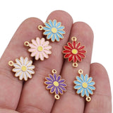 5pcs Stainless Steel Sunflower Enamel Daisy Flower Charms for DIY Jewelry Making