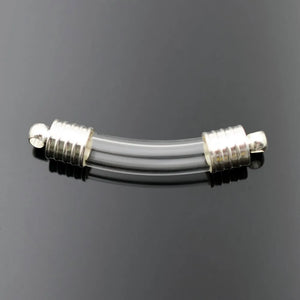 5pcs Bend Tube Glass Vial Pendant Silver Cap Rice Art Vial Craft Material