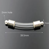 5pcs Bend Tube Glass Vial Pendant Silver Cap Rice Art Vial Craft Material