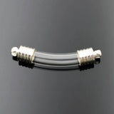 5pcs Bend Tube Glass Vial Pendant Silver Cap Rice Art Vial Craft Material