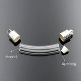 5pcs Bend Tube Glass Vial Pendant Silver Cap Rice Art Vial Craft Material