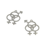 5pcs Bisexual Charm Stainless Steel LGBT Pride Jewelry Supplies 31x26mm