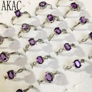 Natural Amethyst Copper Adjustable Ring 5-10 Rings