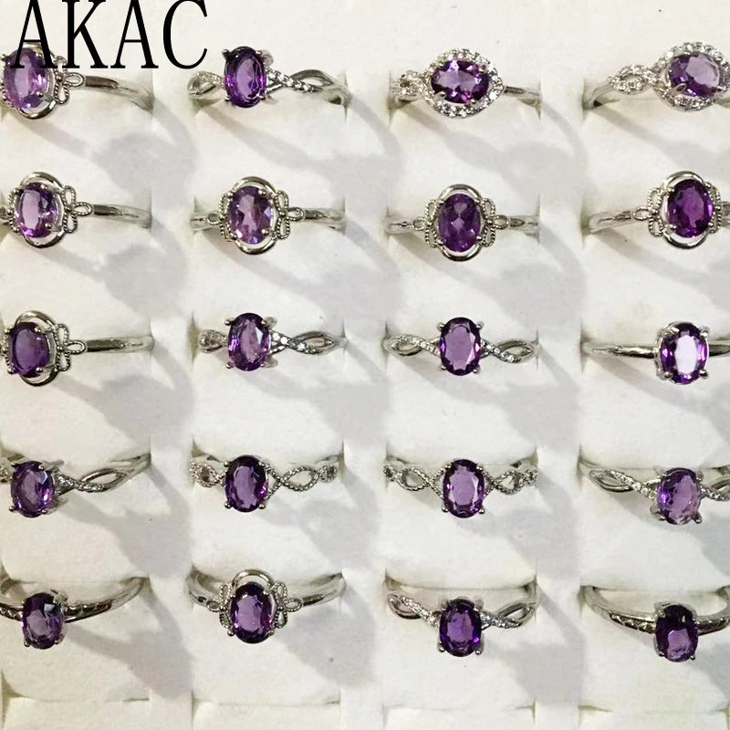 Natural Amethyst Copper Adjustable Ring 5-10 Rings