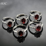 Adjustable red garnet ring for women, 10rings, approx 5*7mm