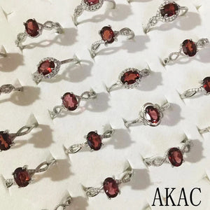 Adjustable red garnet ring for women, 10rings, approx 5*7mm
