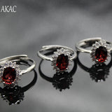 Adjustable red garnet ring for women, 10rings, approx 5*7mm