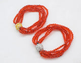 Red Quartz Faceted Round Bracelet 8inch