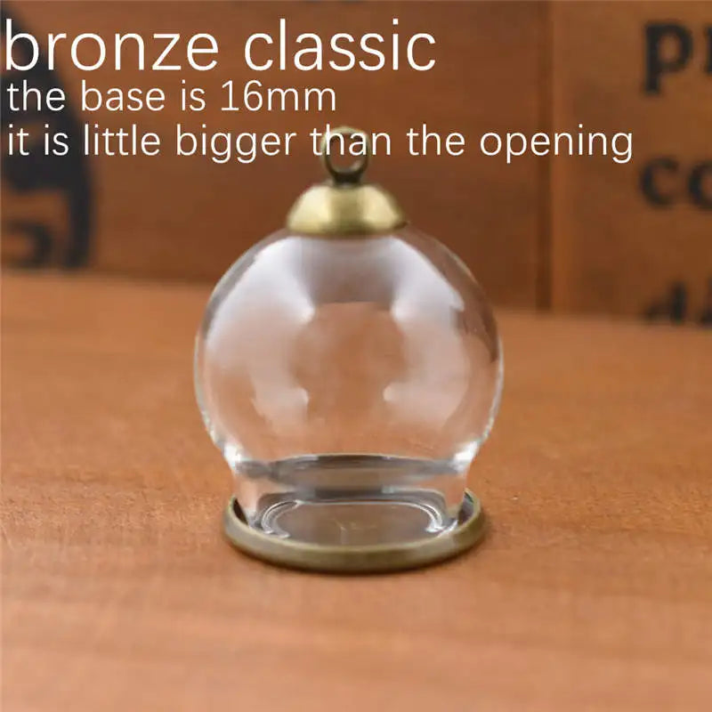 20*15mm Glass Globe Pendant Set with Base Beads Cap for Jewelry Making