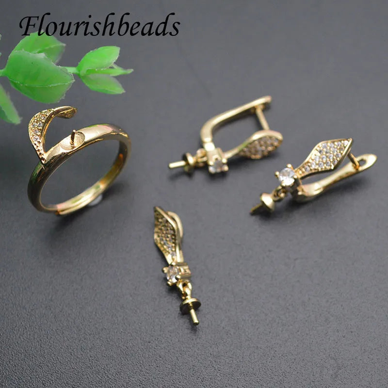 Brass Plated CZ Beads Jewelry Set for DIY Making