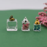 Glass Bubble Cube Bottle Set with Cap Jewelry Findings