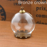 5 Sets 30*20mm Hollow Glass Globe with Setting Base Beads Cap Set