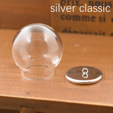 5 Sets 30*20mm Hollow Glass Globe with Setting Base Beads Cap Set