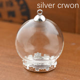 5 Sets 30*20mm Hollow Glass Globe with Setting Base Beads Cap Set