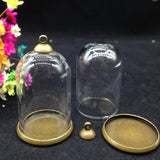 5 Sets Clear Glass Globe Bronze Tray Cap Set Pendant Necklace Jewelry Finding