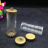 5Sets/Lot 40*15mm Globe Findings Glass Bottle Jewelry DIY Pendant
