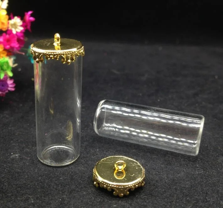 5Sets/Lot 40*15mm Globe Findings Glass Bottle Jewelry DIY Pendant