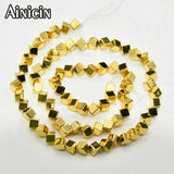 5str/lot Silver Rose Plating 4mm Cubic Hematite Loose Beads
