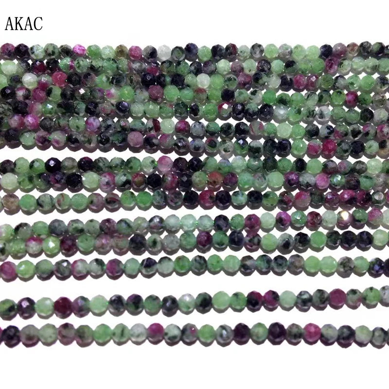 Natural Ruby Zoisite Faceted Beads 2mm for DIY Bracelet Necklace