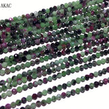 Natural Ruby Zoisite Faceted Beads 2mm for DIY Bracelet Necklace