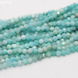 Natural Amazonite Faceted Loose Seed Beads 5strands 3mm