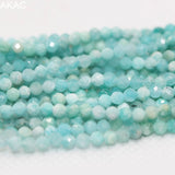 Natural Amazonite Faceted Loose Seed Beads 5strands 3mm