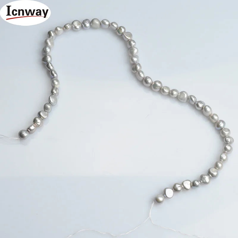 AA Gray Freshwater Pearl 8-9mm Jewelry Making 15inches DIY Necklace