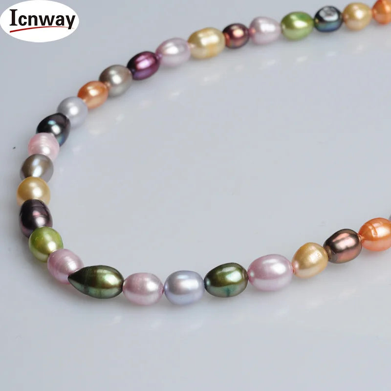 5strands Natural AA rice multicolor freshwater Pearl 6-7mm for Jewelry Making