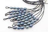 Freshwater Pearl Rice & Line Beads 17in Gray/Black/White Zircon Hook