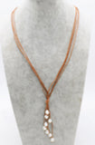 Freshwater Pearl Rice Brown Line Necklace 18" Zircon Hook
