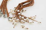 Freshwater Pearl Rice Brown Line Necklace 18" Zircon Hook