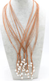 Freshwater Pearl Rice Brown Line Necklace 18" Zircon Hook