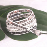 5x Leather Wrap Bracelet Natural Stone Crystal Mix for Women