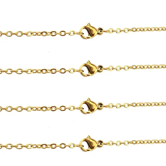 5x 2mm Stainless Steel Chains Necklace Rainbow/Silver Link Chain
